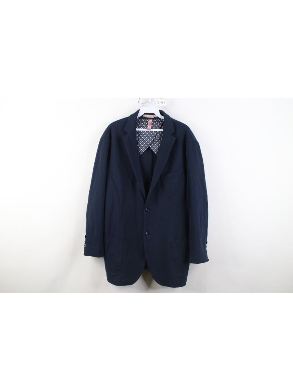 Stone Rose Mens 46 Handmade Knit 2 Button Suit Coat Blazer Jacket Navy Blue